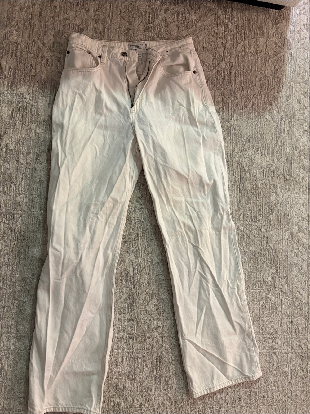 Abercrombie & Fitch Cream Straight-Leg Jeans